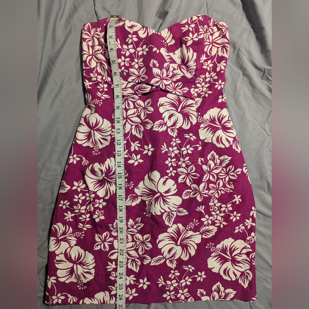 Michael Kors strapless luau print bustier dress